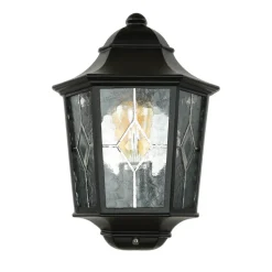 Wandleuchte Außen Kirchenglas IP43 Schwarz Haus