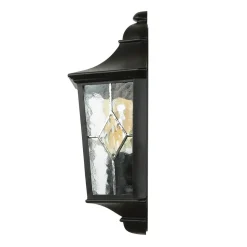 Wandleuchte Außen Kirchenglas IP43 Schwarz Haus