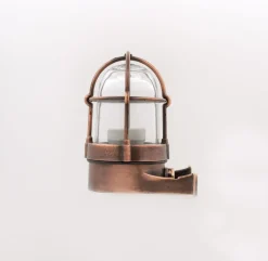 Wandleuchte außen Messing Glas E27 IP64 Maritim klein