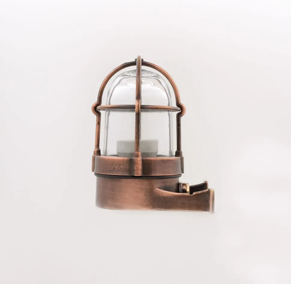 Wandleuchte außen Messing Glas E27 IP64 Maritim klein