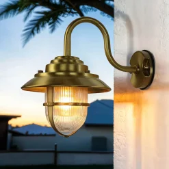 Wandleuchte Außen Messing Maritim IP64 Terrasse Hof