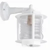 Wandleuchte außen Messing Glas E27 IP23 H: 24 cm Weiß