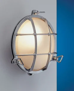 Wandleuchte Außen Messing verchromt Bullauge Schiff