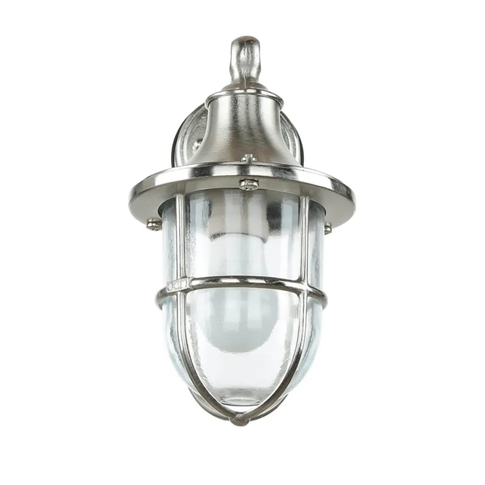 Wandleuchte Außen Nickel Echt-Messing IP64 Hof