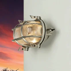 Wandleuchte Außen Nickel Maritim IP64 Echt-Messing