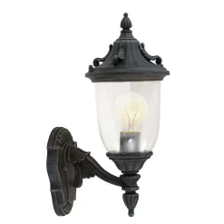 Wandleuchte außen Schwarz Grün antik Aluminium Glas IP44