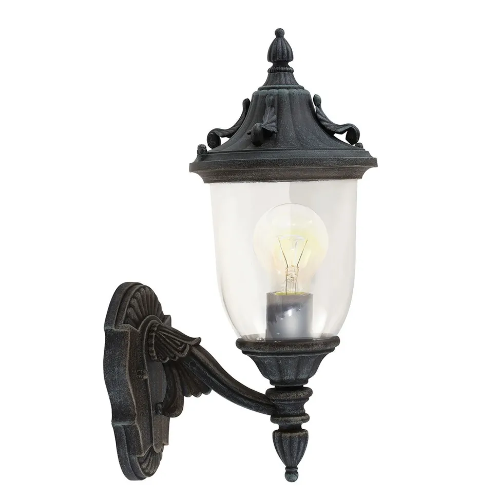 Wandleuchte außen Schwarz Grün antik Aluminium Glas IP44