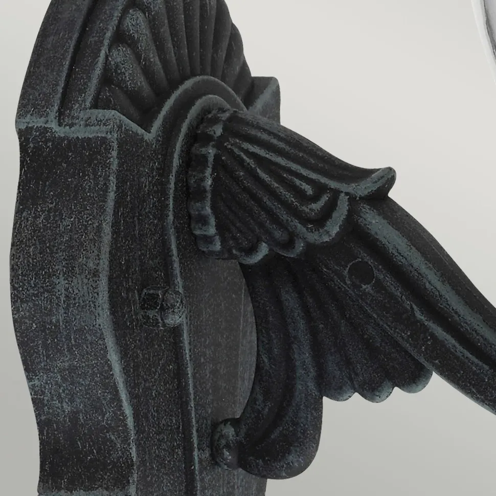 Wandleuchte außen Schwarz Grün antik Aluminium Glas IP44