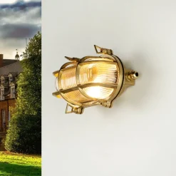 Wandleuchte Außen SKIATHOS Echt Messing Maritim