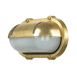 Wandleuchte Außen Terrasse Messing oval Maritim