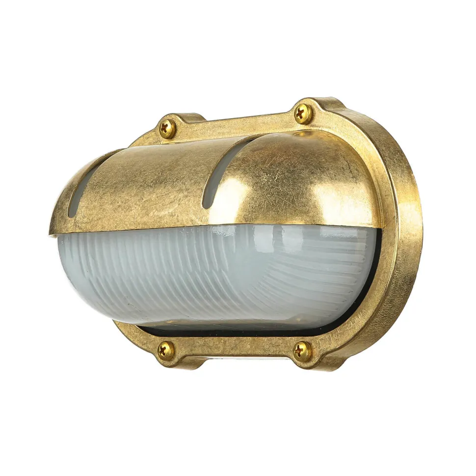 Wandleuchte Außen Terrasse Messing oval Maritim