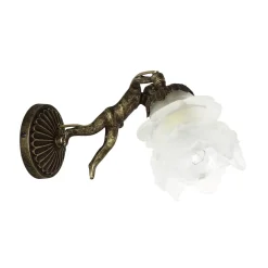 Wandleuchte aus Echt-Messing Antik Bronze Putti