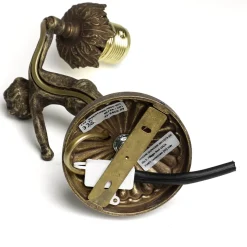 Wandleuchte aus Echt-Messing Antik Bronze Putti