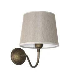 Wandleuchte aus Echt-Messing mit Stoffschirm Beige