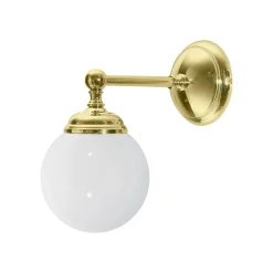 Wandleuchte Bad B: 12 cm Kugelschirm Glas Messing E14