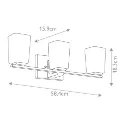 Wandleuchte Bad LED G9 IP44 3000 K Glas Metall B: 58,4 cm