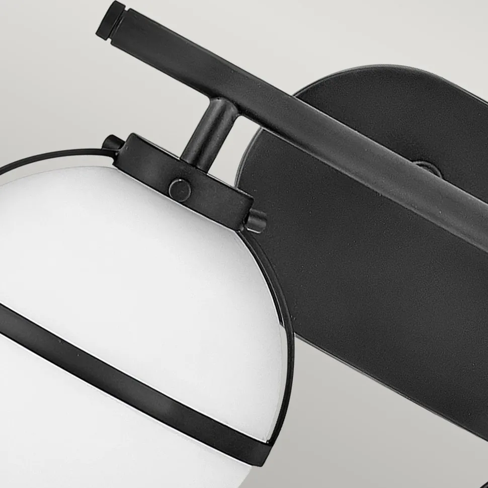 Wandleuchte Bad Metall Glas IP44 38,1 cm breit Schwarz Weiß