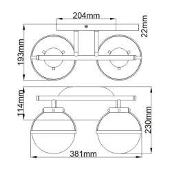Wandleuchte Bad Metall Glas IP44 38,1 cm breit Schwarz Weiß