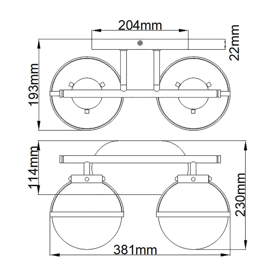 Wandleuchte Bad Metall Glas IP44 38,1 cm breit Schwarz Weiß