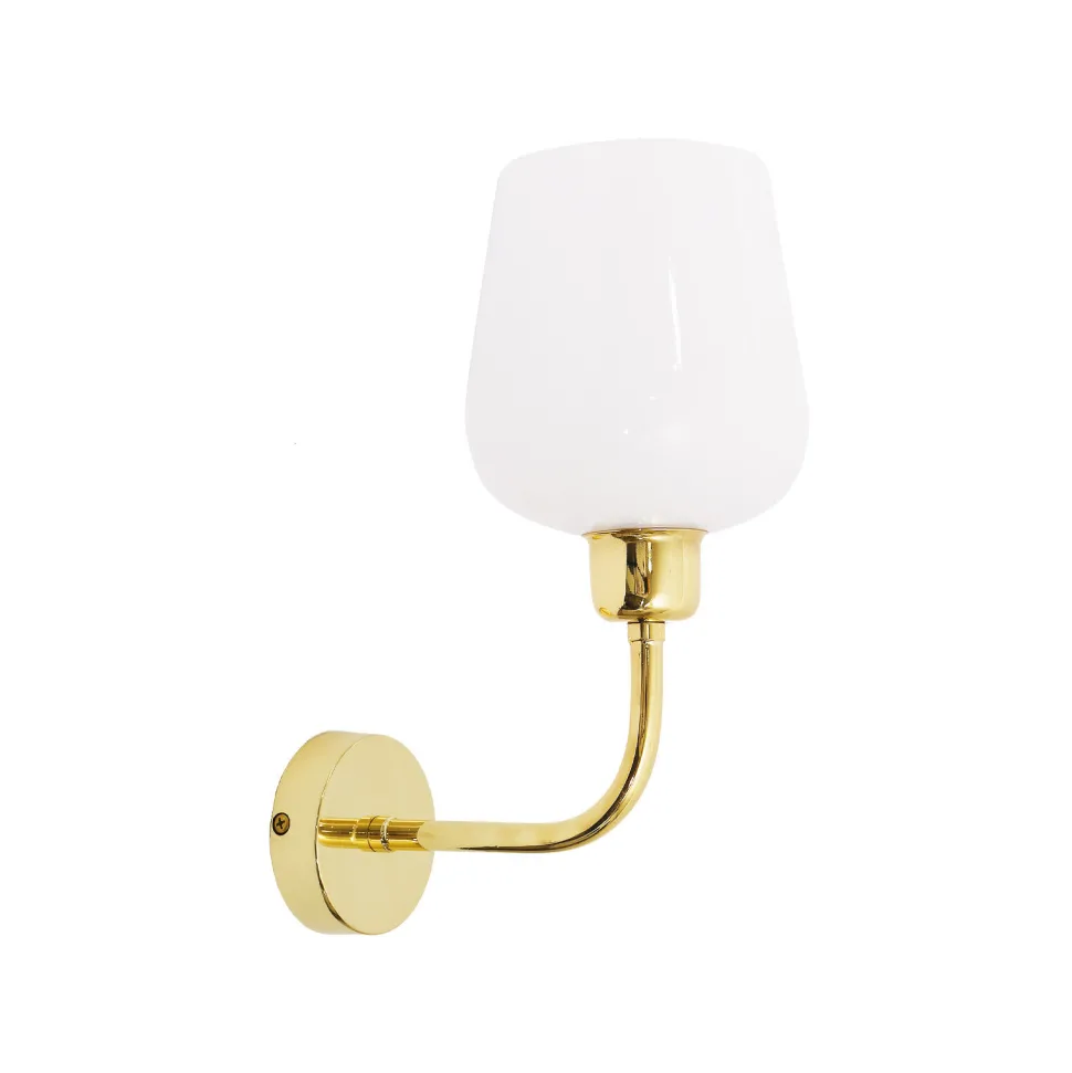 Wandleuchte Badezimmer H: 28,5 cm Messing Glas E27 TALIS