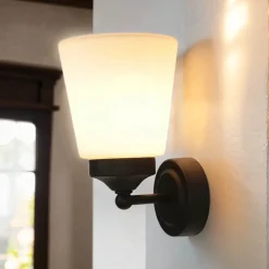 Wandleuchte Badezimmer Weiß Schwarz Metall IP44