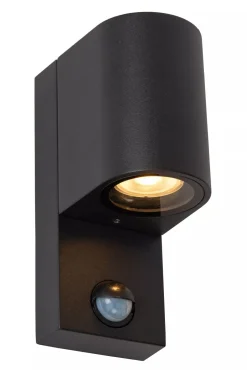 Wandleuchte Bewegungsmelder Aluminium Schwarz IP65 GU10