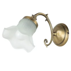 Wandleuchte Bronze hell E14 Echt-Messing Glas