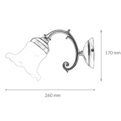 Wandleuchte Bronze hell E14 Echt-Messing Glas