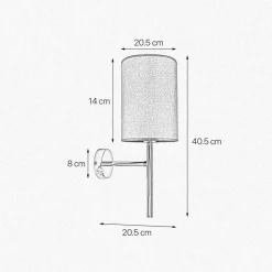 Wandleuchte E27 in Messing poliert Blau Stoff Klassisch