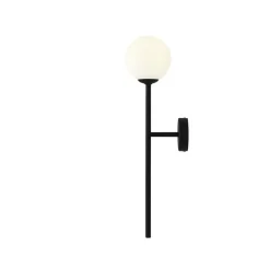 Wandleuchte E14 Schwarz Weiß Glaskugel satiniert