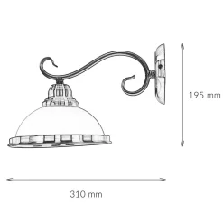 Wandleuchte ELISETT mit Glasschirm Antik