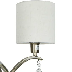 Wandleuchte 2-flammig in Messing Antik Natur E14 Stoff