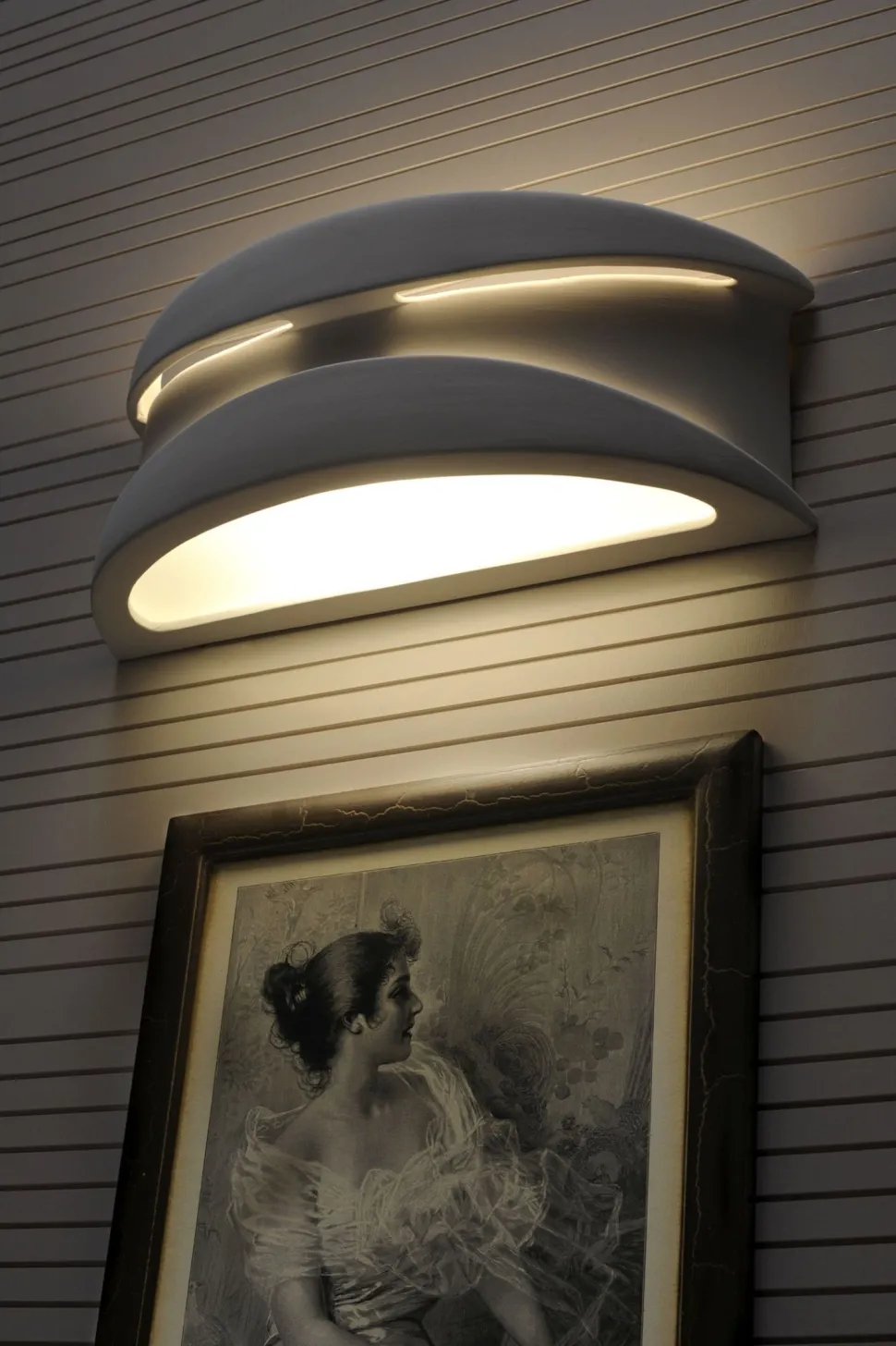 Wandleuchte Gips bemalbar Weiß Lichtmuster