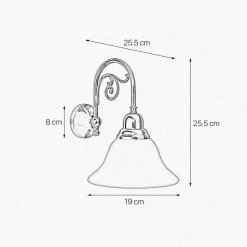 Wandleuchte Glas Messing H: 25,5 cm E14 Jugendstil