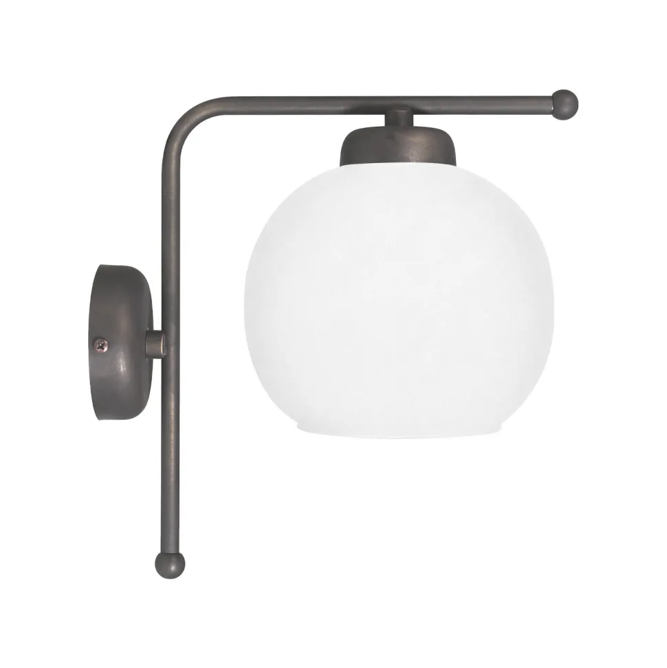 Wandleuchte Glas Messing H: 25 cm in Bronze Weiß E27