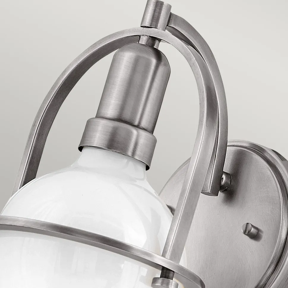 Wandleuchte Glas Metall E27 H: 23,3 cm Kugel Schirm