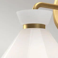 Wandleuchte Glas Metall H: 22,2 cm in Gold Weiß Retro