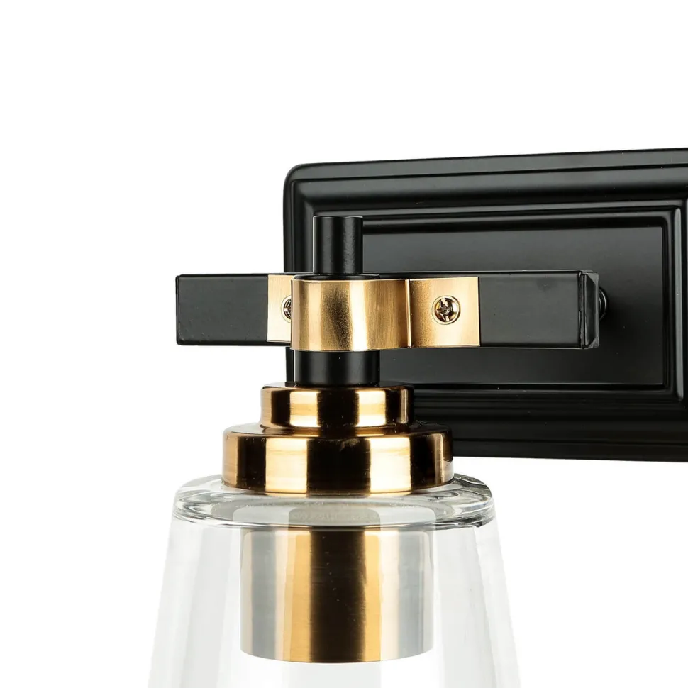 Wandleuchte Glas Metall in Schwarz Messing Industrial