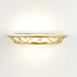 Wandleuchte Glas Schirm in Weiß Messing