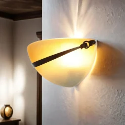 Wandleuchte Glas Schirm Orange Bronze Rustikal innen