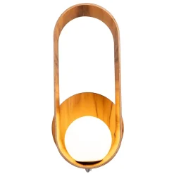 Wandleuchte Glas Teakholz Furnier E27 H: 52,5 cm blendarm