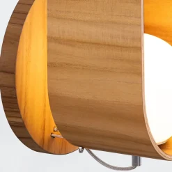 Wandleuchte Glas Teakholz Furnier E27 H: 52,5 cm blendarm