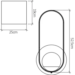 Wandleuchte Glas Teakholz Furnier E27 H: 52,5 cm blendarm