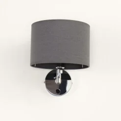 Wandleuchte Grau Metall Stoff