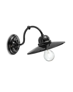 Wandleuchte Handarbeit Keramik 20 cm breit Schwarz E27