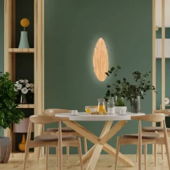 Wandleuchte Holz Deko 51 cm Blatt indirektes Licht Boho