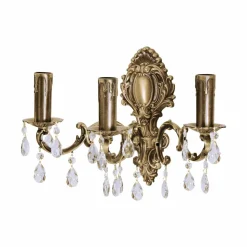 Wandleuchte in Bronze hell 3-flammig E14 Messing Jugendstil