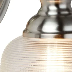 Wandleuchte in Silber Klar E27 Glas Metall mit Schalter