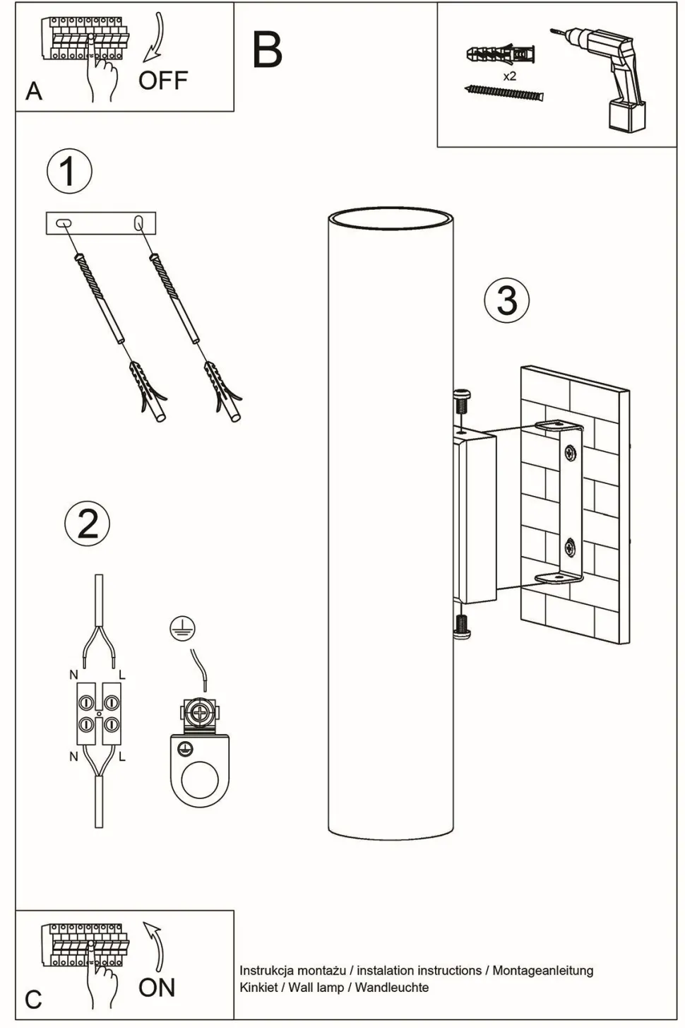Wandleuchte innen Schwarz 30 cm hoch Up Down Metall