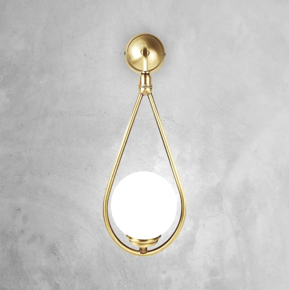 Wandleuchte Jugendstil H: 44 cm Messing Glas in Bronze Weiß